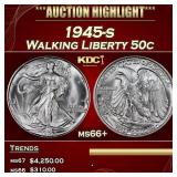 1945-s Walking Liberty Half Dollar 50c ms66+ SEGS