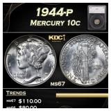 1944-p Mercury Dime 10c ms67 SEGS