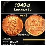 1949-d Lincoln Cent 1c Grades ms65+ rd