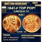 1941-p Lincoln Cent TOP POP! 1c ms68+ rd SEGS