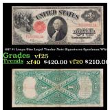 1917 $1 Large Size Legal Tender Note Grades vf+ Si