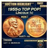 1955-d Lincoln Cent TOP POP! 1c ms67+ rd USCG