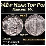 1942-p Mercury Dime Near Top Pop! 10c ms67+ SEGS