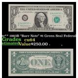 **Star Note** 1963B $1 Green Seal Federal Reserve