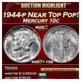 1944-p Mercury Dime Near Top Pop! 10c ms67+ fsb US