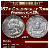 1957-p Washington Quarter Colorfully Toned 25c ms6