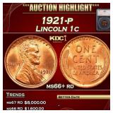 1921-p Lincoln Cent 1c ms66+ rd SEGS