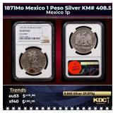 NGC 1871Mo Mexico 1 Peso Silver KM# 408.5 au detai