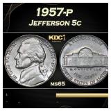 1957-p Jefferson Nickel 5c Grades ms65