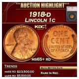 1918-d Lincoln Cent 1c ms65+ rd SEGS