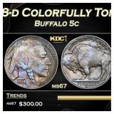 1938-d Buffalo Nickel Colorfully Toned 5c Grades m