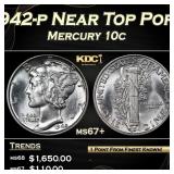 1942-p Mercury Dime Near Top Pop! 10c ms67+ SEGS