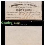 1861 Confederate States Forty Dollars Note Grades