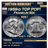 1959-d Franklin Half Dollar TOP POP! 50c ms67+ FBL