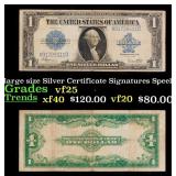 1923 $1 large size Silver Certificate Grades vf+ S