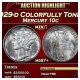 1929-d Mercury Dime Colorfully Toned 10c ms67+ SEG