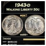 1943-d Walking Liberty Half Dollar 50c ms66+ SEGS