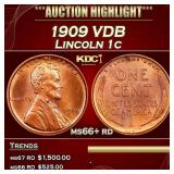 1909 VDB Lincoln Cent 1c ms66+ rd SEGS