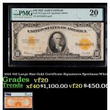 1922 $10 Large Size Gold Certificate vf20 PMG Sign
