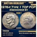 1976-p Type 1 Eisenhower Dollar TOP POP! $1 ms66+