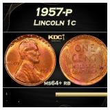 1957-p Lincoln Cent 1c Grades ms64+ rb