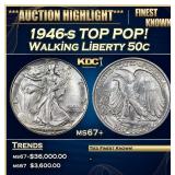 1946-s Walking Liberty Half Dollar TOP POP! 50c ms