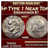 1976-p Type 1 Eisenhower Dollar Near Top Pop! $1 m