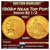 1909-p Gold Indian Quarter Eagle Near Top Pop! $2
