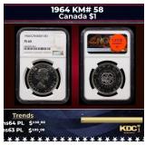 NGC 1964 Canada Silver Dollar KM# 58 ms64 pl NGC