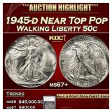 1945-d Walking Liberty Half Dollar Near Top Pop 50