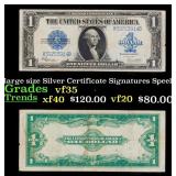 1923 $1 large size Silver Certificate Grades vf++