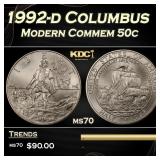 1992-d Columbus Modern Commem Half Dollar 50c ms70