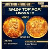 1942-p Lincoln Cent TOP POP! 1c ms68 rd SEGS