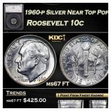 1960-p Roosevelt Dime Silver Near Top Pop! 10c ms6