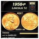 1958-p Lincoln Cent 1c Grades GEM++ Unc RD USCG