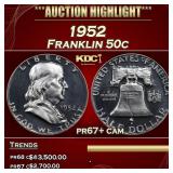1952 Proof Franklin Half Dollar 50c pr67+ cam USCG