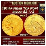 1914-p Gold Indian Quarter Eagle Near Top Pop! 2.5