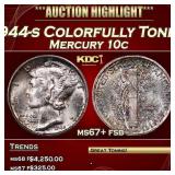 1944-s Mercury Dime Colorfully Toned 10c ms67+ fsb