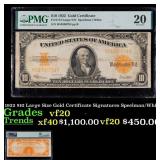 1922 $10 Large Size Gold Certificate vf20 PMG Sign