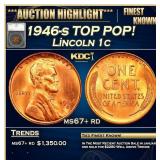1946-s Lincoln Cent TOP POP! 1c ms67+ rd SEGS