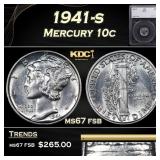 1941-s Mercury Dime 10c ms67 fsb SEGS