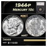 1944-p Mercury Dime 10c Grades ms67 SEGS