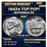 1943-s Jefferson Nickel TOP POP! 5c ms68 5FS SEGS