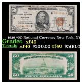1929 $50 National Currency New York, NY Grades xf