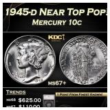 1945-d Mercury Dime Near Top Pop! 10c ms67+ SEGS