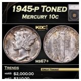 1945-p Mercury Dime Toned 10c ms67+ SEGS