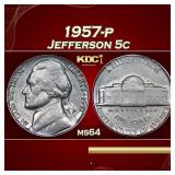 1957-p Jefferson Nickel 5c Grades ms64