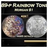 1889-p Morgan Dollar Rainbow Toned $1 ms65 details