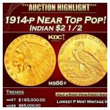 1914-p Gold Indian Quarter Eagle Near Top Pop! 2.5