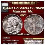 1944-s Mercury Dime Colorfully Toned 10c ms67+ fsb